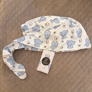 Blue Elephant Print Scrub Cap